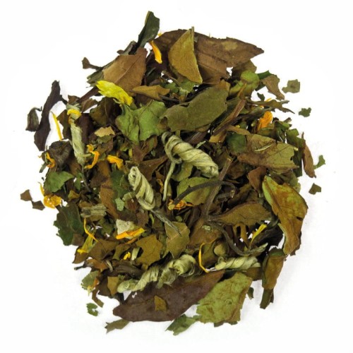 Herbata Biała Chillout Tea mango liść czarnej porzeczki nagietek