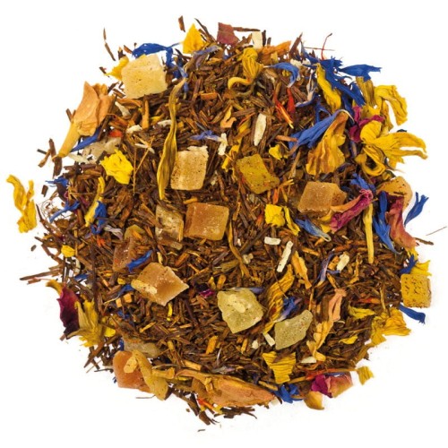 Herbata Rooibos Ananasowy  z mango kokos płatki róży kwiat słonecznika szafran jaśmin bławatek wanilia