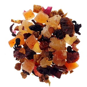 Herbata Owocowa Zakazany Owoc mieszanka ananasa papaji rodzynek figi żurawina jabłka hibiskus pomarańcze jeżyny duże kawałki owoców