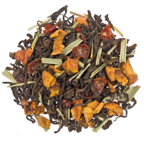 Herbata Czerwona Pu Erh Fitness z dodatkiem jabłka dzika róża trawa cytrynowa jagoda shizandry  odchudzanie