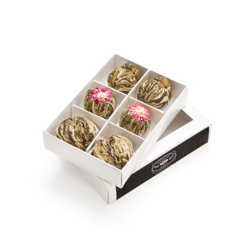 Zielona herbata Kwitnąca 6 szt. Zestaw Prezentowy Biały Herbaciana Bombonierka