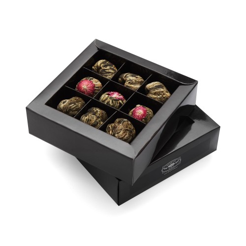 Zielona herbata Kwitnąca 9 szt. Zestaw prezentowy Herbaciana Bombonierka Czarny