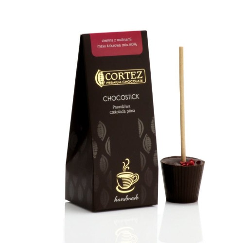 Czekolada Pitna ciemna z malinami 40g Cortez
